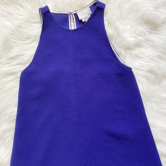 Aritzia Wilfred Le Fou Cobalt Blue Trompette Silk Crepe Raw Hem Mini Dress - Picture 2 of 8